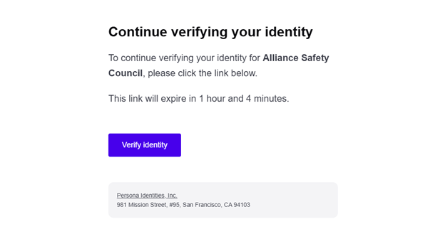 Continue verifying your identity