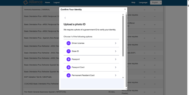 Upload a photo ID